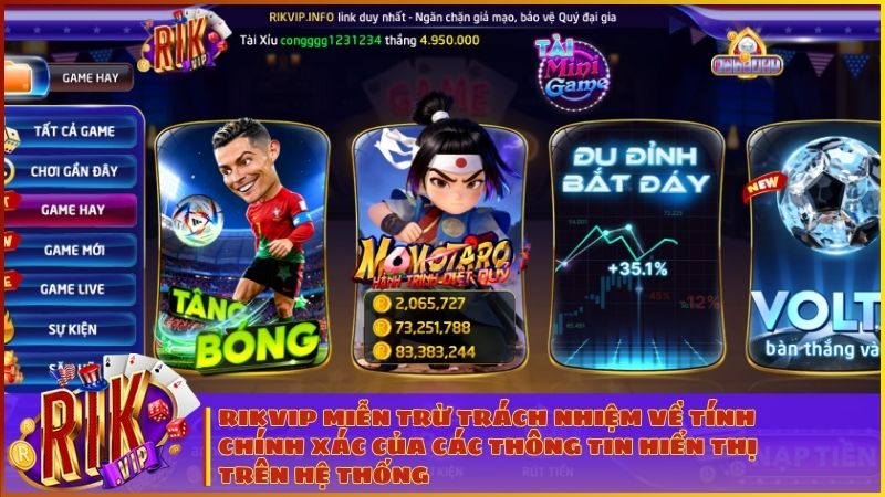 Miễn Trừ Trách Nhiệm RIKVIP: Quy Định Pháp Lý & Điều Khoản Hội Viên Cần Biết 1 Cổng game RIKVIP miễn trừ trách nhiệm về tính chính xác của mọi thông tin hiển thị