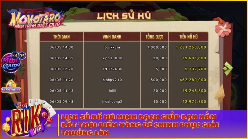 Theo dõi lịch sử vinh danh giúp bạn đúc kết chiến thuật săn hũ Jackpot hiệu quả nhất